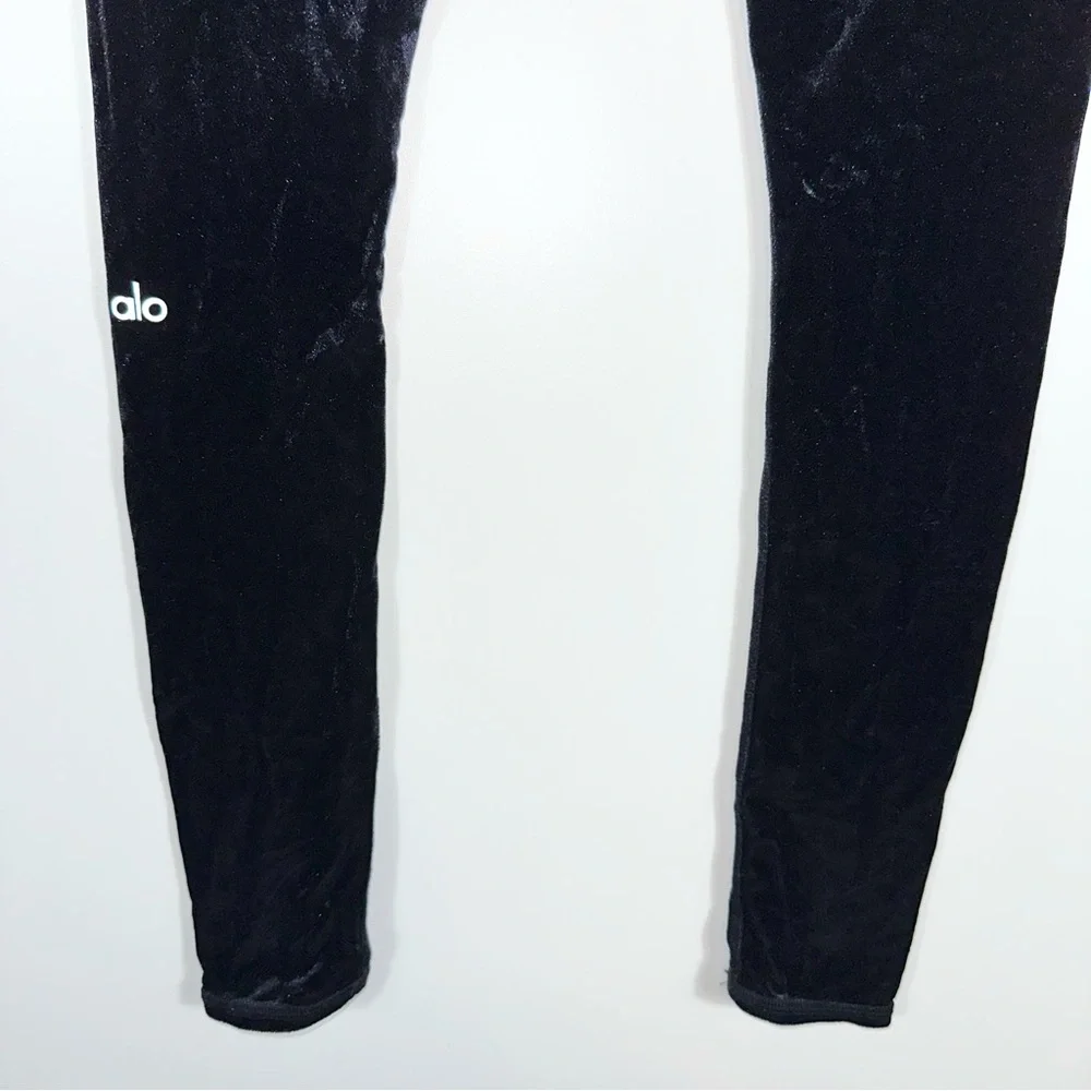 Alo Yoga High Waist Posh Velvet Legging In Black Size Small - Picture 7 of 9